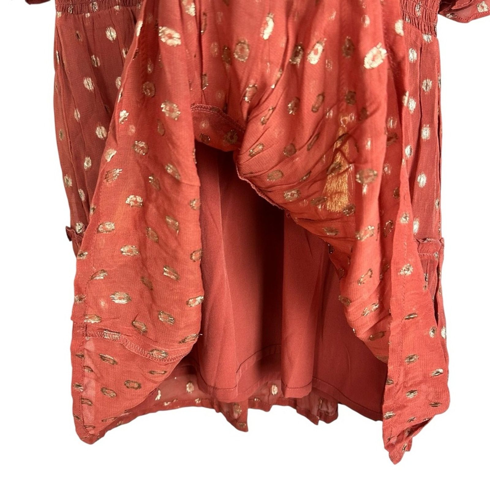 Anthropologie NWT Anthropologie Raga Tiered Mini Dress Dusty Pink Gold S Size S / US 4 / IT 40 - 8 Thumbnail