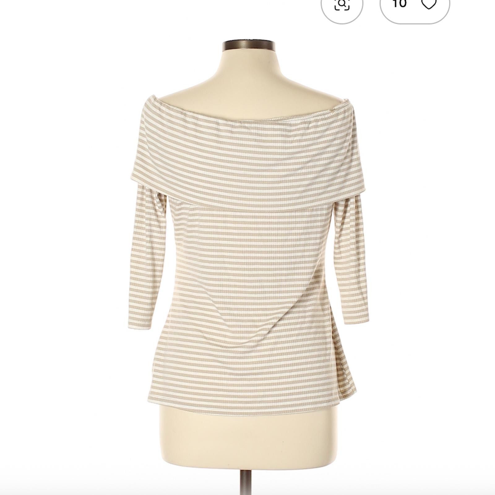 Other White House Black Market Tan 3/4 Sleeve Top Size L Size L / US 10 / IT 46 - 2 Thumbnail