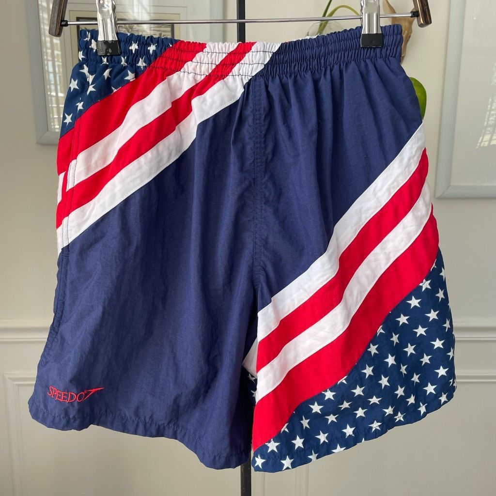 Speedo Vintage 90s Speedo Swim Trunks Men’s American Flag M 6” Inse Size US 32 / EU 48 - 1 Thumbnail