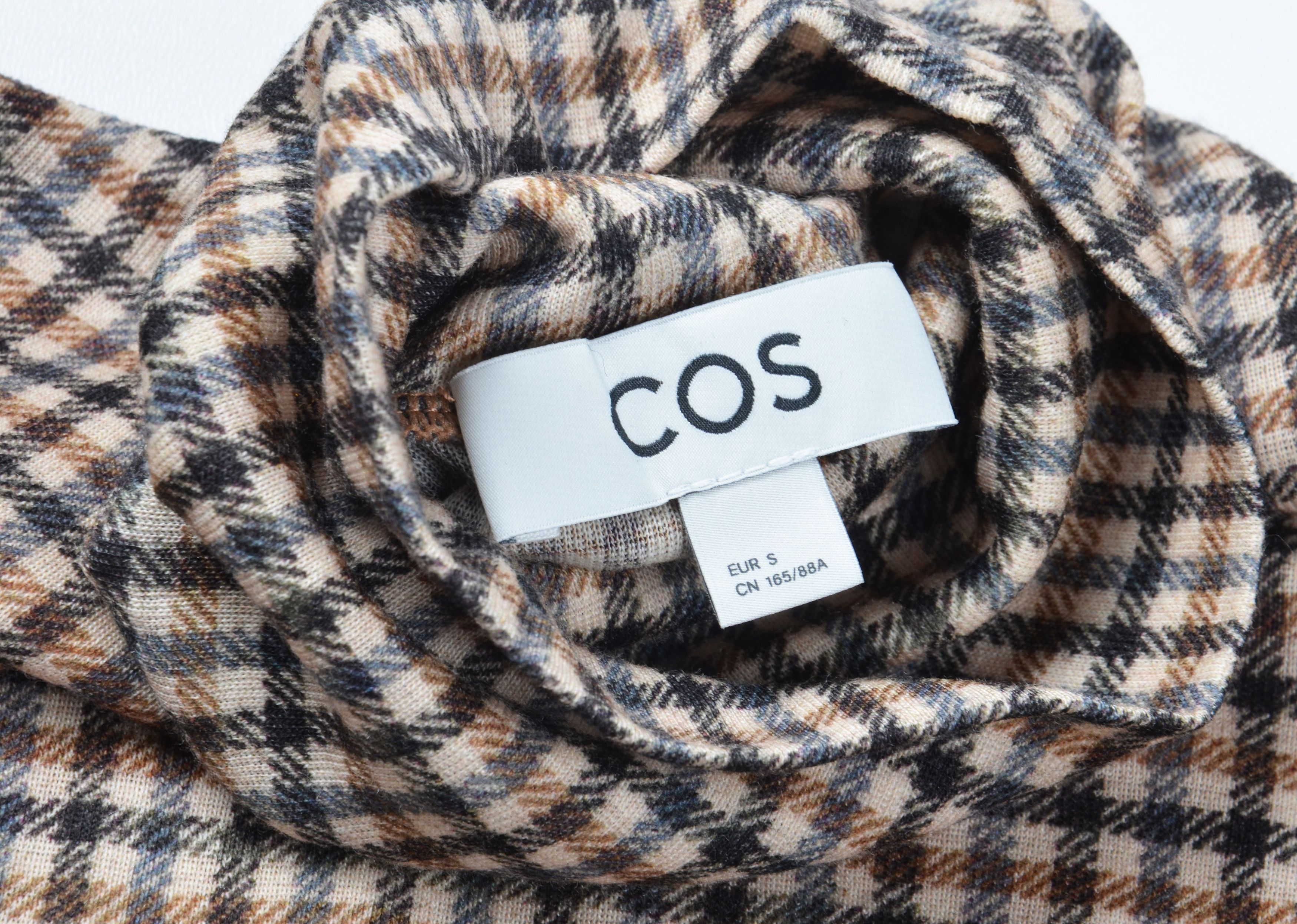 Cos Cos Houndstooth Slim Fit Turtleneck Wool Long Sleeve Top Size S / US 4 / IT 40 - 7 Thumbnail