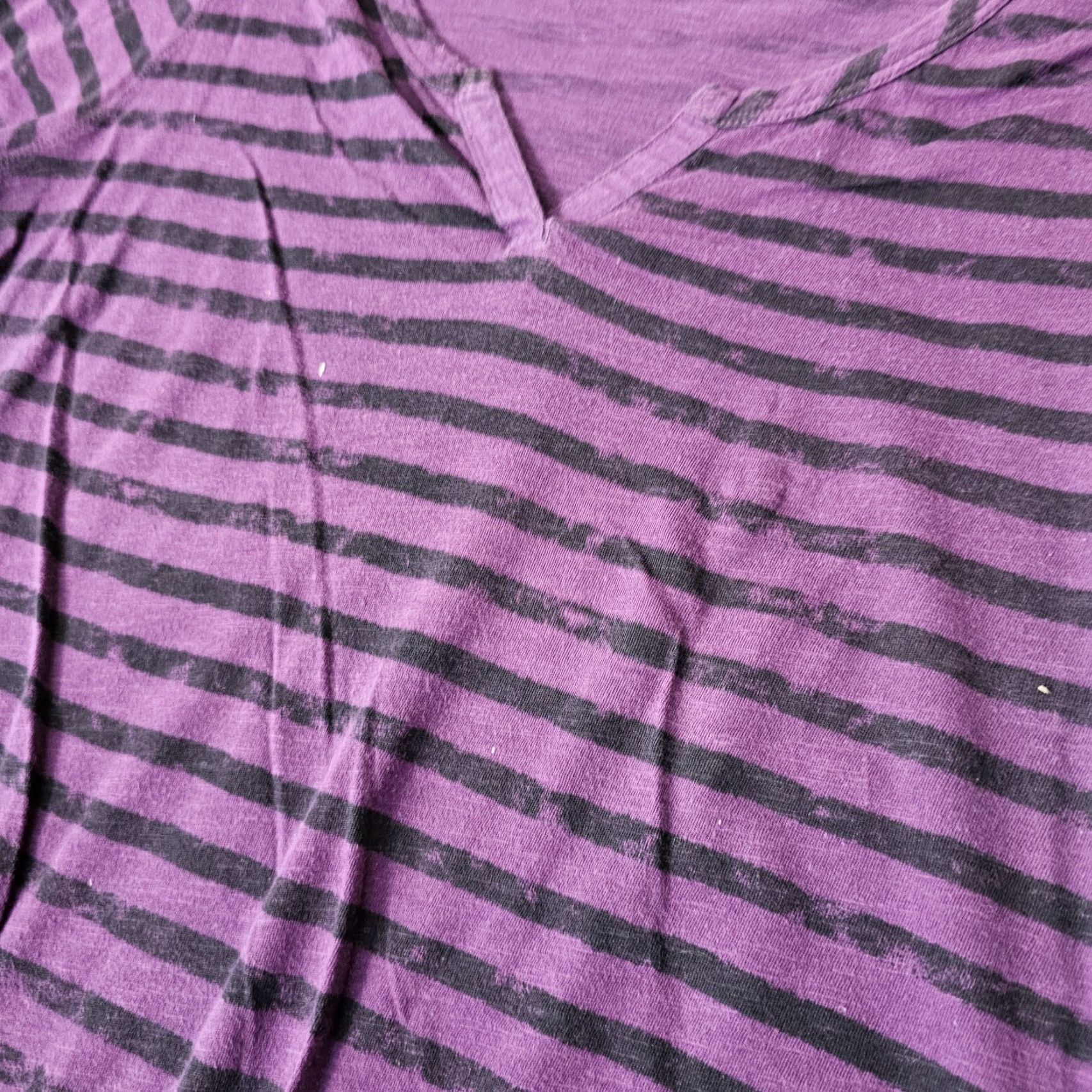 Calvin Klein Calvin Klein Jeans Blouse Women’s V Neck Long Sleeve Purple Stripe Casual Split Size L / US 10 / IT 46 - 3 Thumbnail