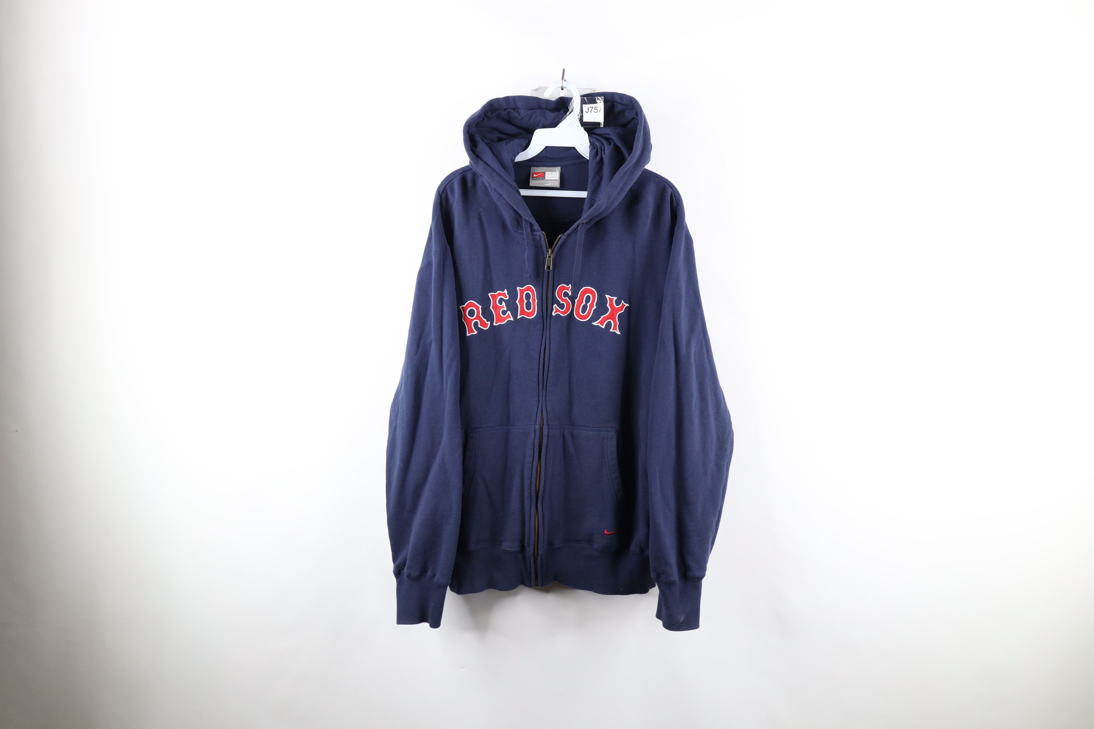 image of Nike Mini Swoosh Boston Red Sox Full Zip Hoodie in Blue, Men's (Size Large)