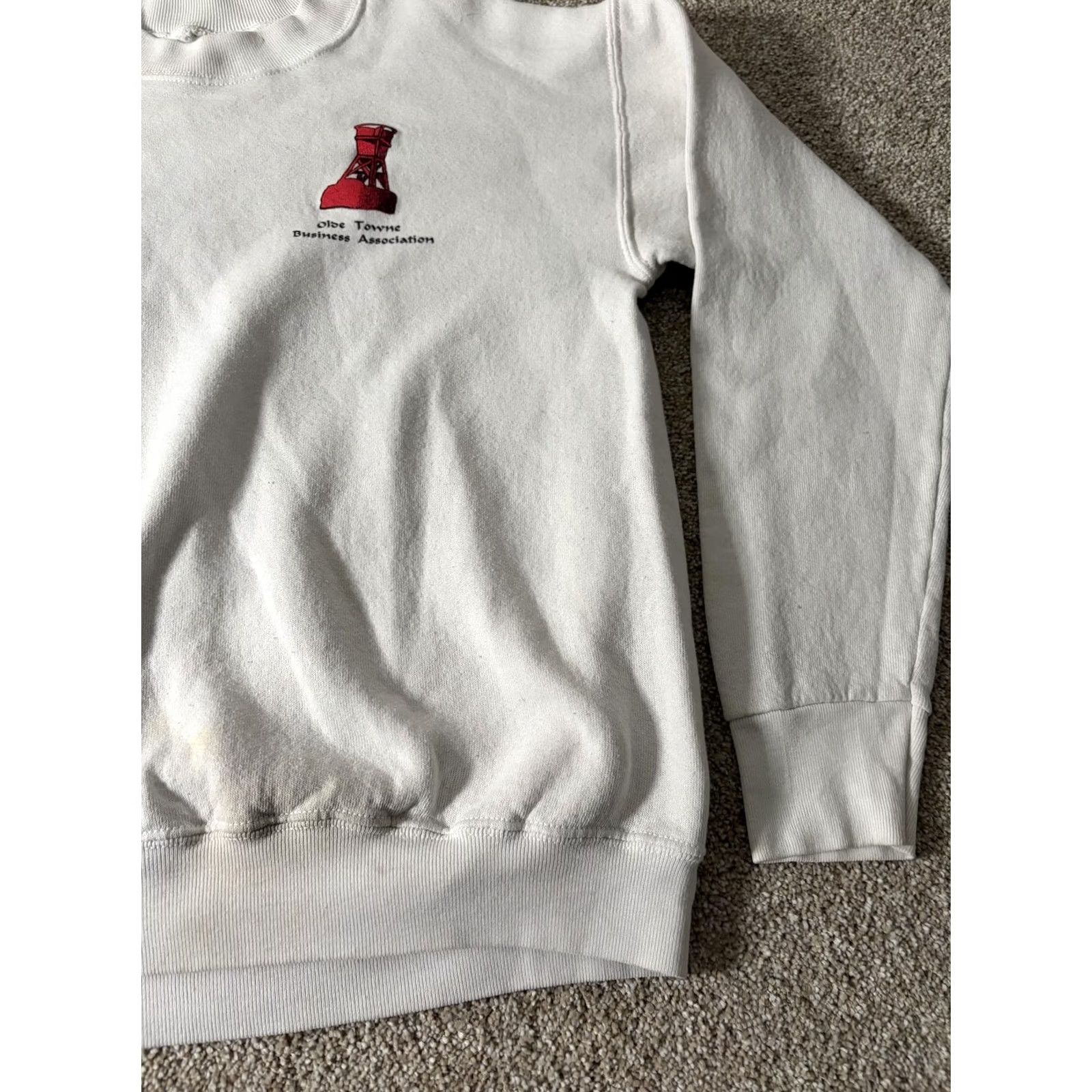 Fruit Of The Loom VINTAGE Fruit of the Loom Sweatshirt Mens S White Nautical Graphic Print Olde Towne Virginia Crew Neck Pullover Climate Size US S / EU 44-46 / 1 - 4 Thumbnail