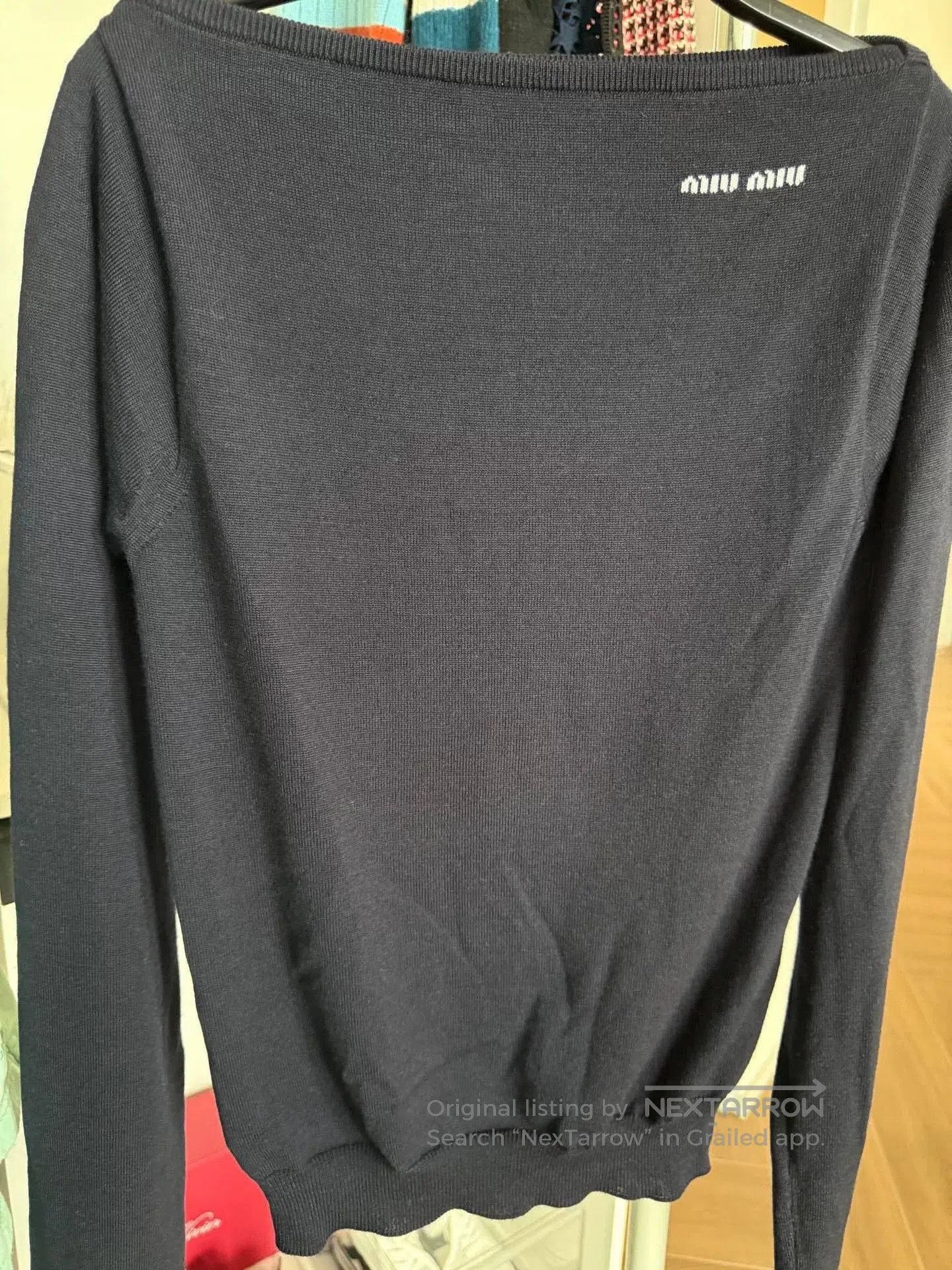Miu Miu Miu Miu Off-Shoulder Reversible Blue Sweater. Size S / US 4 / IT 40 - 5 Thumbnail