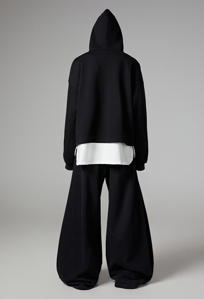 Japanese Brand × Vintage Black Y2K Wide Leg Baggy Sweatpants Size US 36 / EU 52 - 4 Thumbnail
