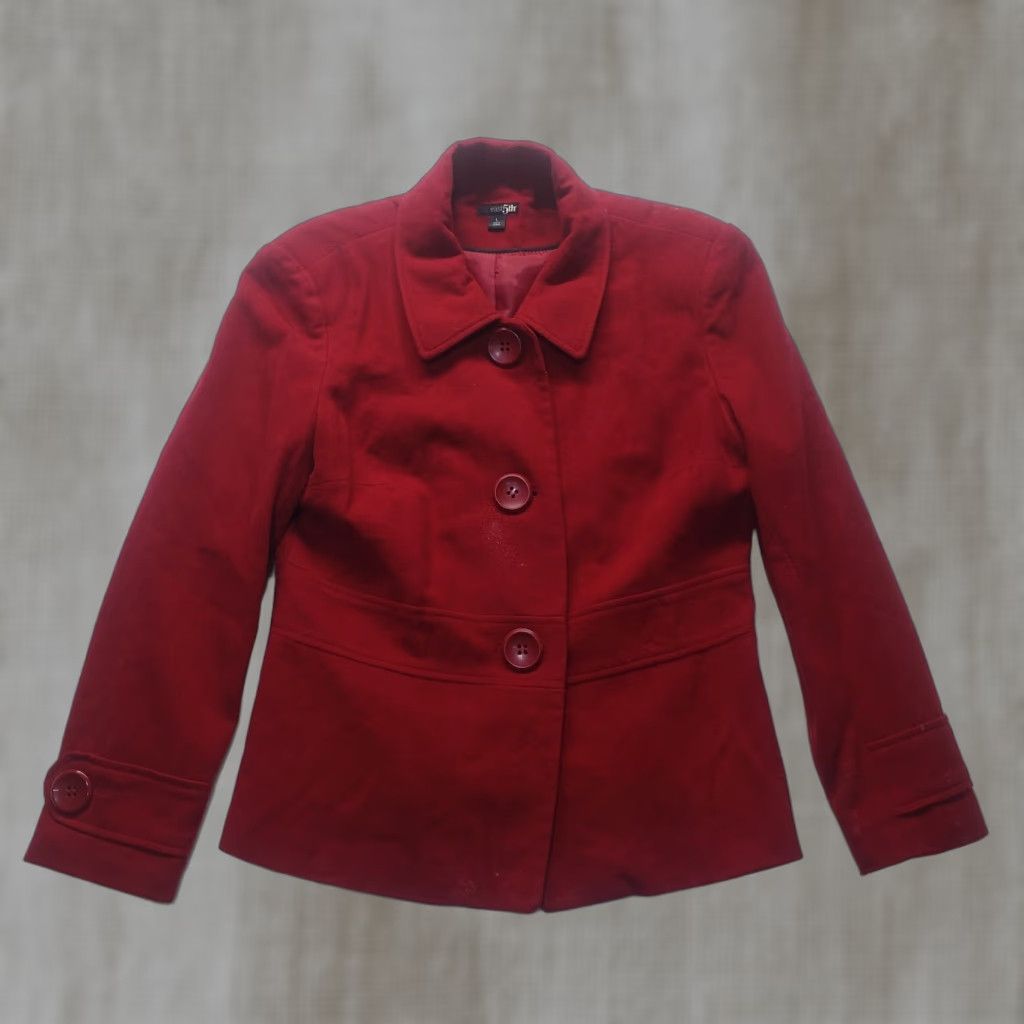 Vintage VINTAGE East 5th Hour Jacket Womens L Red Short Dress Jacket Button Up Wool Long Sleeve Size L / US 10 / IT 46 - 1 Thumbnail