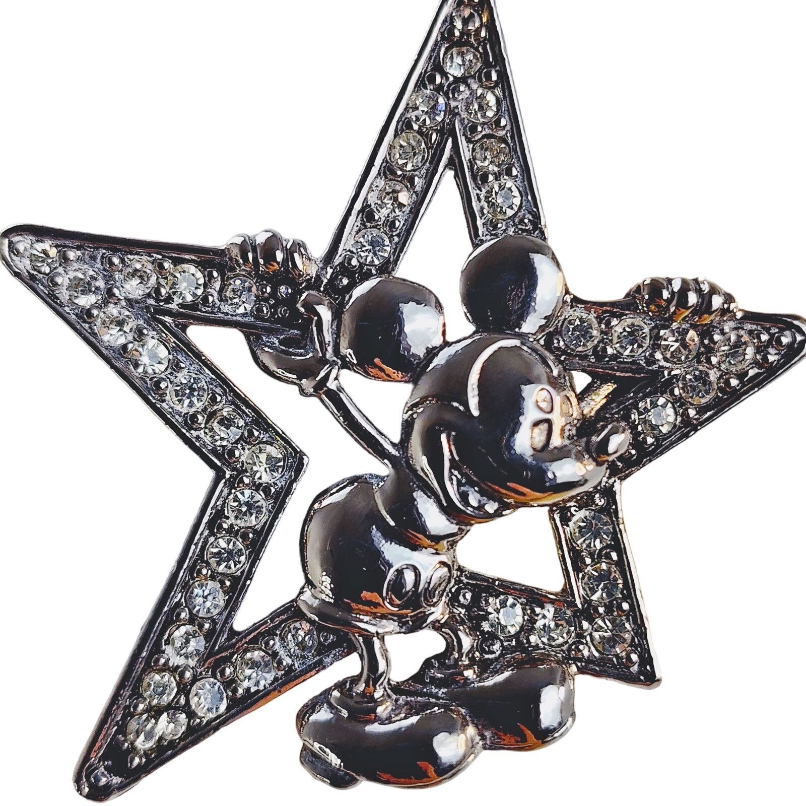 Disney Disney Mickey Mouse Star Brooch Silver White Rhinestones Size ONE SIZE - 1 Thumbnail