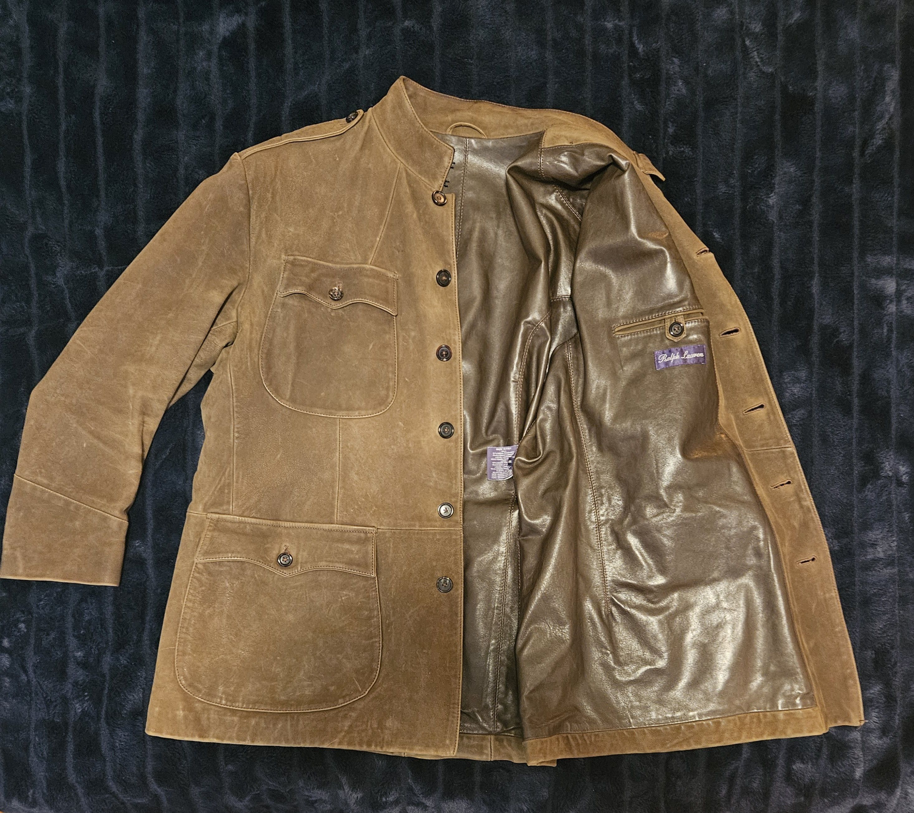 Ralph Lauren Purple Label Military Style Leather Jacket Size US XXL / EU 58 / 5 - 2 Thumbnail