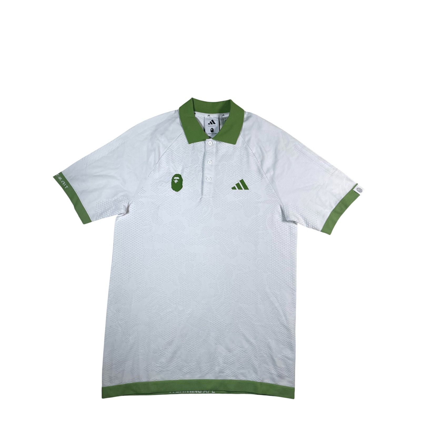 Bape Bape Adidas White & Green Button Up Polo Shirt Size US XS / EU 42 / 0 - 1 Thumbnail