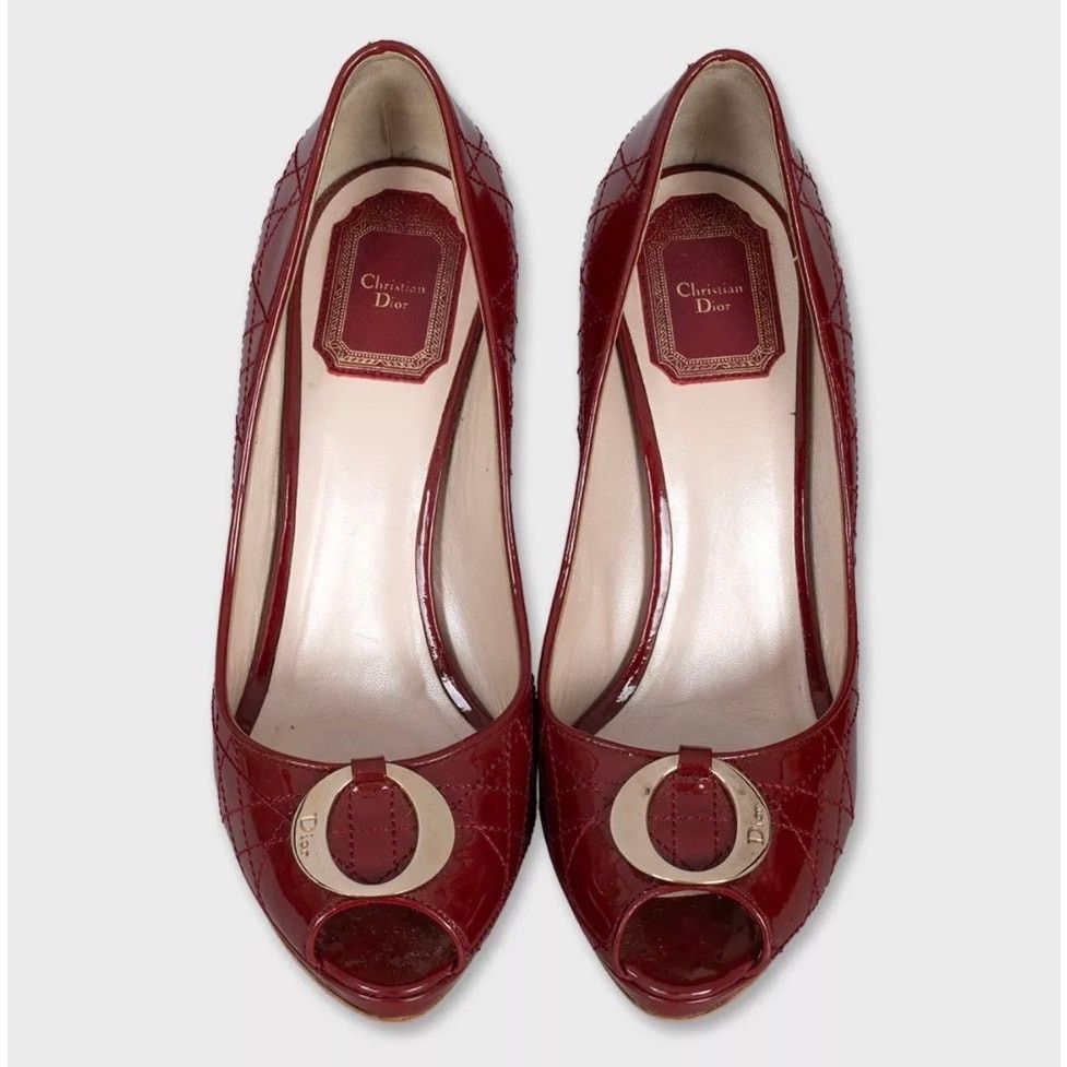 Dior Christian Dior Red Patent Leather Heels - Size 38 Size US 7 / IT 37 - 2 Thumbnail