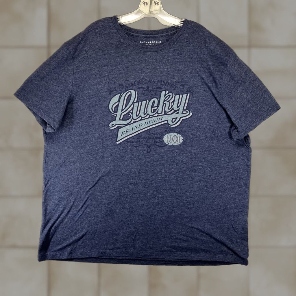 Lucky Brand LUCKY BRAND T-Shirt Mens Graphic 2XL Blue Short Sleeve Crew Neck 90s Retro Vintage-Style Logo Print Mens Size US XXL / EU 58 / 5 - 1 Thumbnail