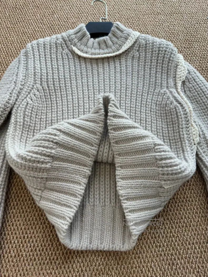 Jil Sander Jil Sander size 36 Light grey striped turtleneck sweater Size S / US 4 / IT 40 - 4 Thumbnail