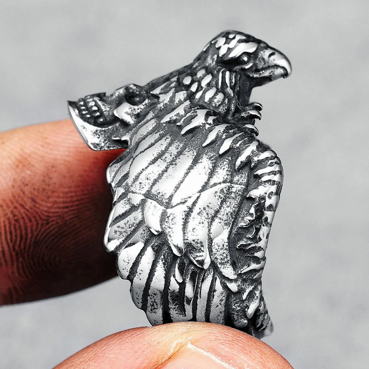 Jewelry Gothic Skull Wing Ring Streetwear Jewelry Fashion Gift Size ONE SIZE - 4 Thumbnail