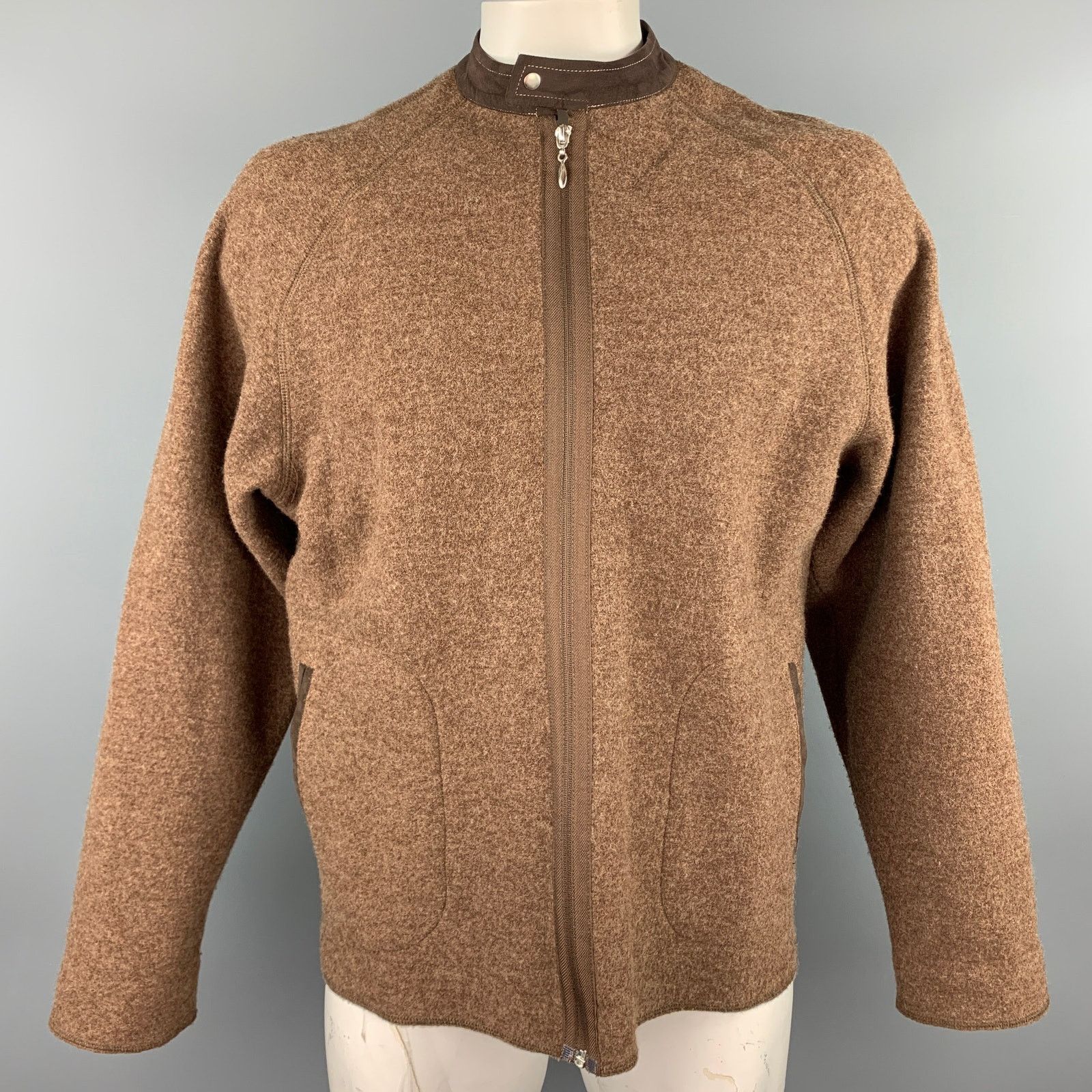 Other RYAN ROBERTS Size L Brown Wool Zip Up Jacket Size US L / EU 52-54 / 3 - 1 Thumbnail
