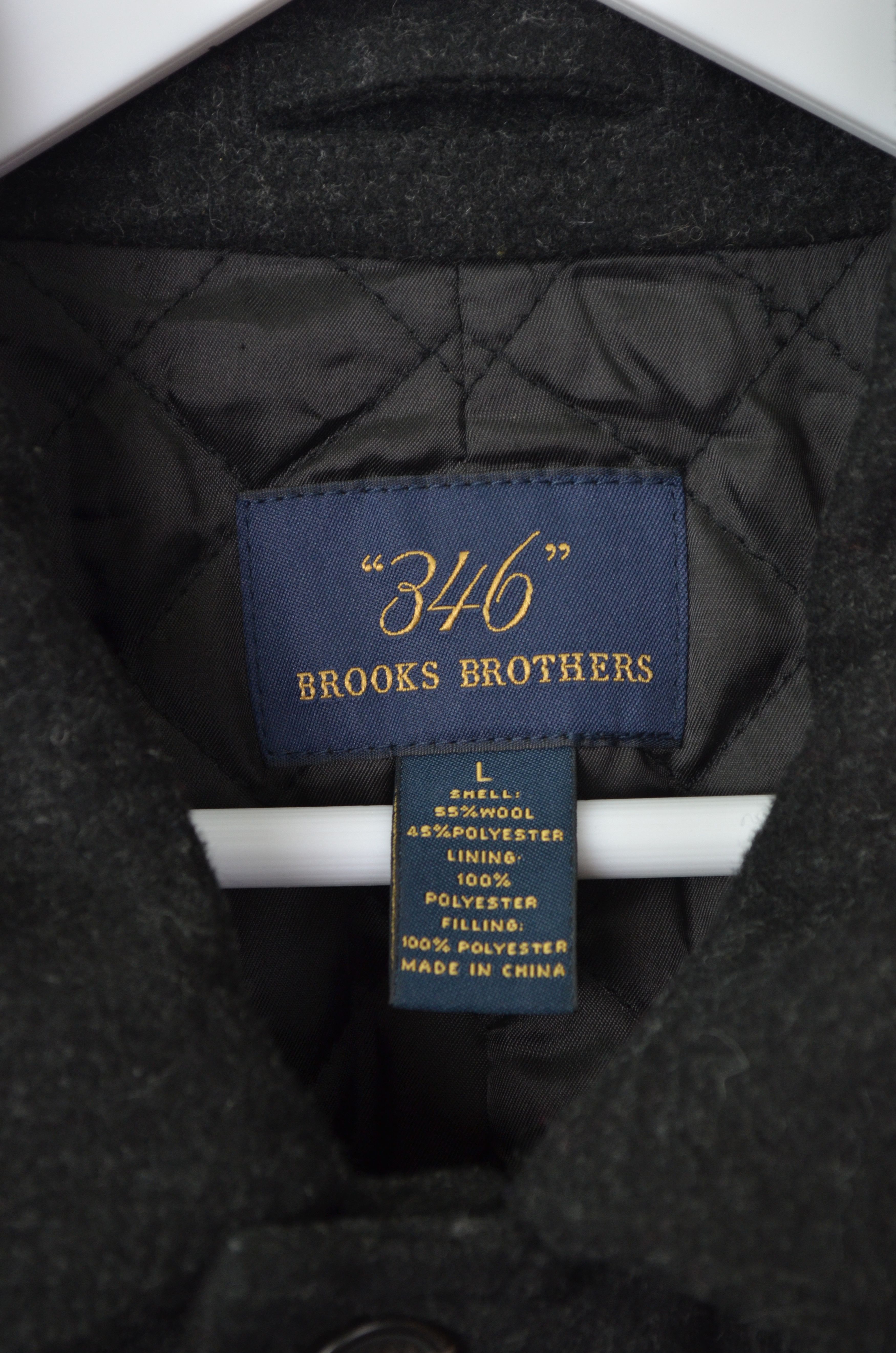 Brooks Brothers × Designer Brooks Brothers "346" Check Dark Grey Wool Car Pea Coat Sz L Size US L / EU 52-54 / 3 - 9 Thumbnail