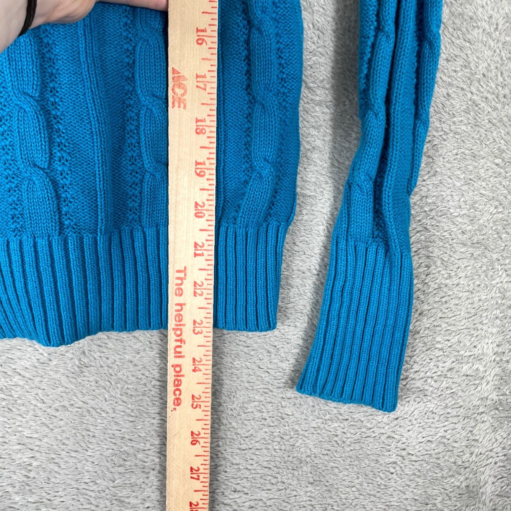 Old Navy VINTAGE Old Navy Cable Knit Sweater Womens XS Blue V Neck Cotton Pullover Size XS / US 0-2 / IT 36-38 - 6 Thumbnail