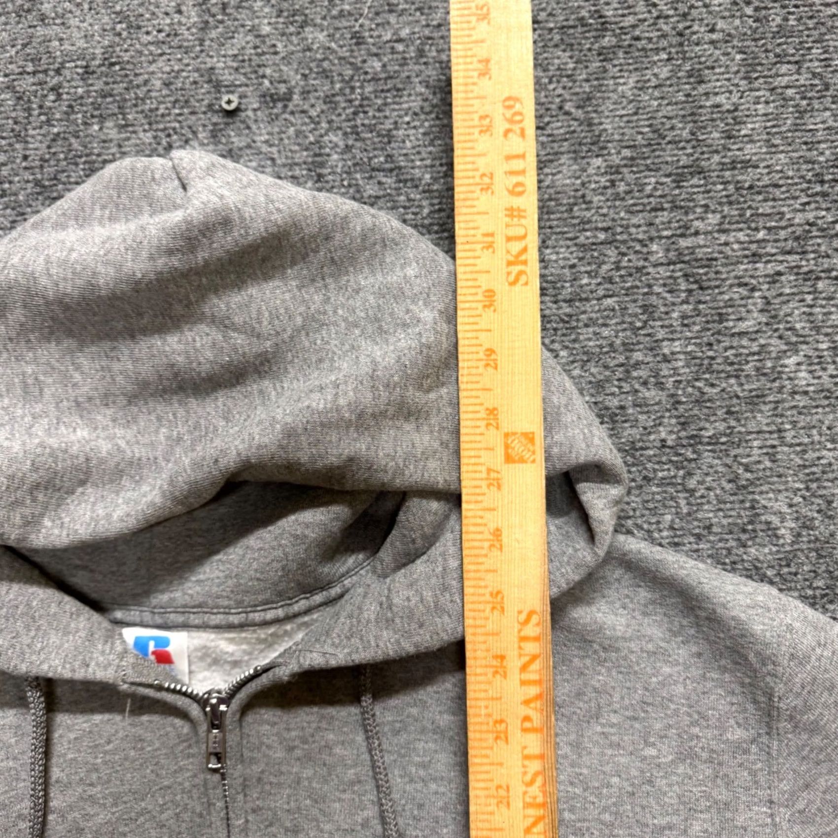 Vintage VTG Russell Jacket Fullzip Hooded Gray L Men's Cotton Blend 90s Y2K Distressed Size US L / EU 52-54 / 3 - 7 Thumbnail