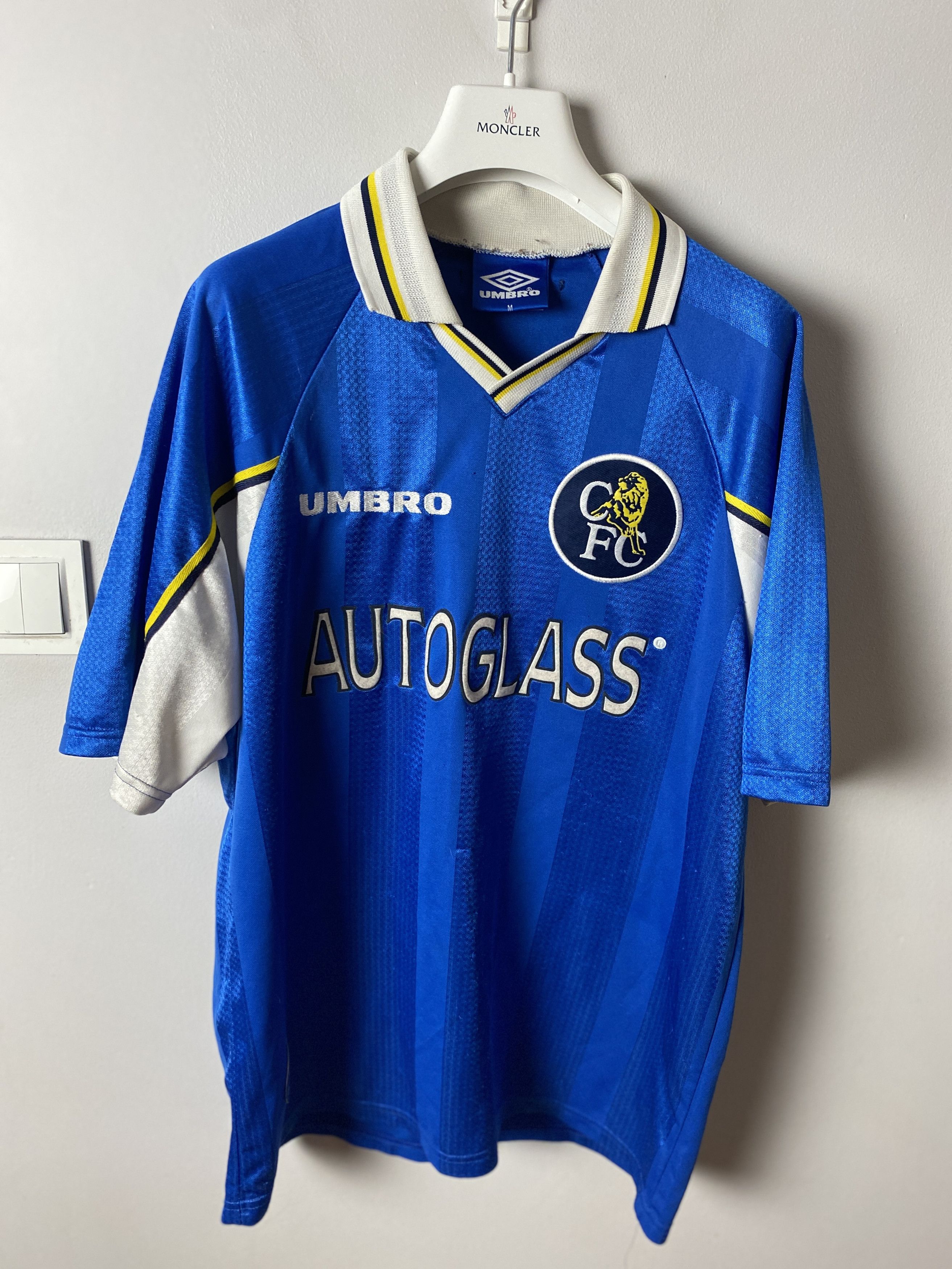 image of Chelsea Umbro 1998 Vintage T-Shirt Blockcore Jersey Soccer in Blue, Men's (Size Medium)