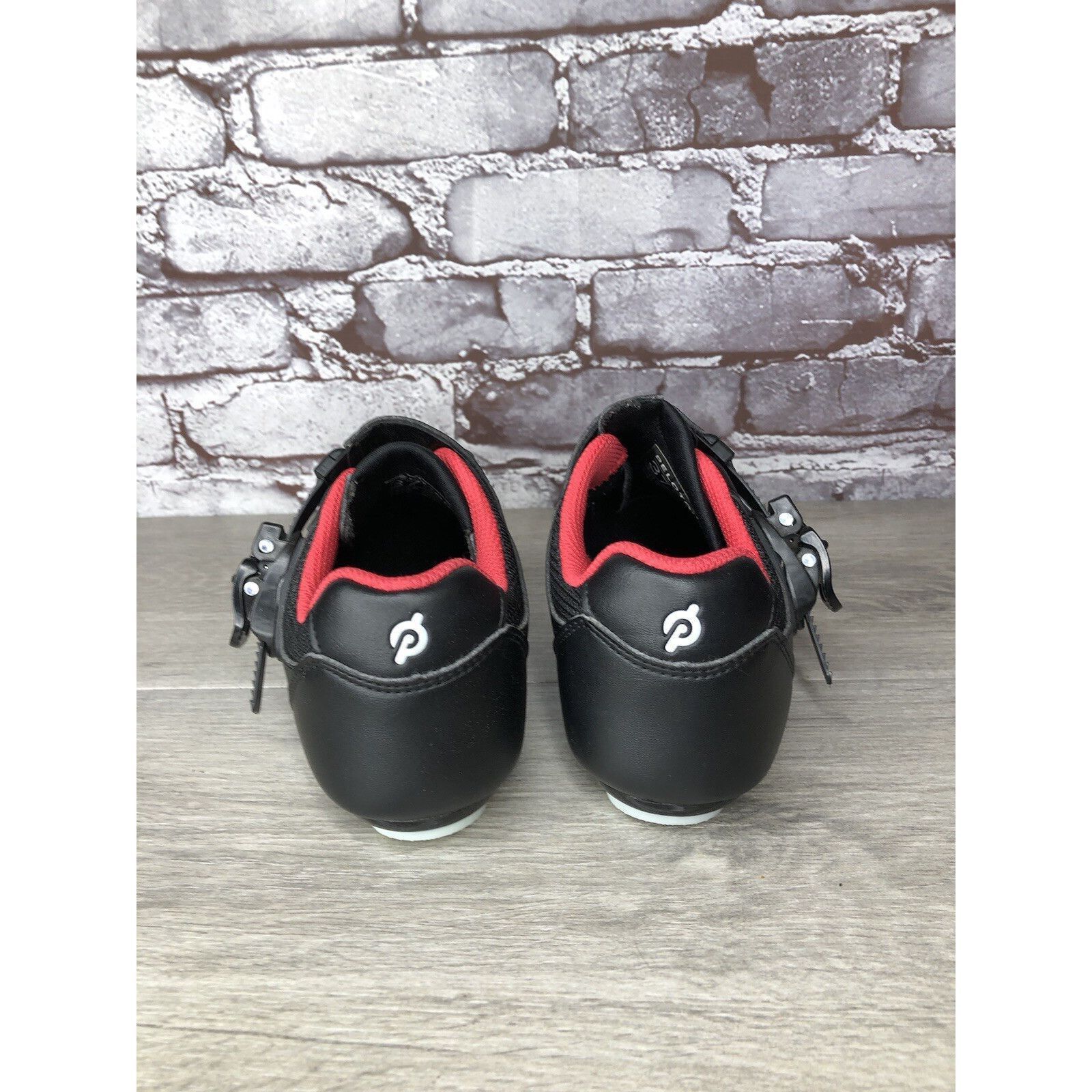 Other Peloton Cycling Shoes Black Leather Mesh White Red Strap Wom Size US 6.5 / IT 36.5 - 4 Thumbnail