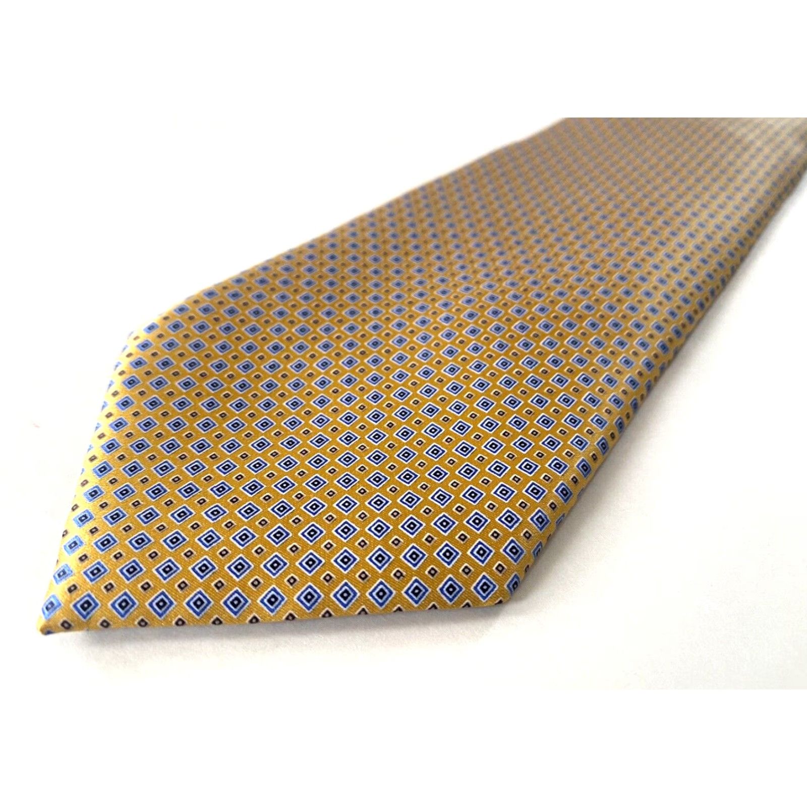 Ermenegildo Zegna Ermenegildo Zegna Tie Men's Geometric 100% Silk Yellow Gold Length 57-60" Width 3.5" Made in Italy Disegno Esclusivo No. 5004 Vintage-? (Wait) Size ONE SIZE - 4 Thumbnail