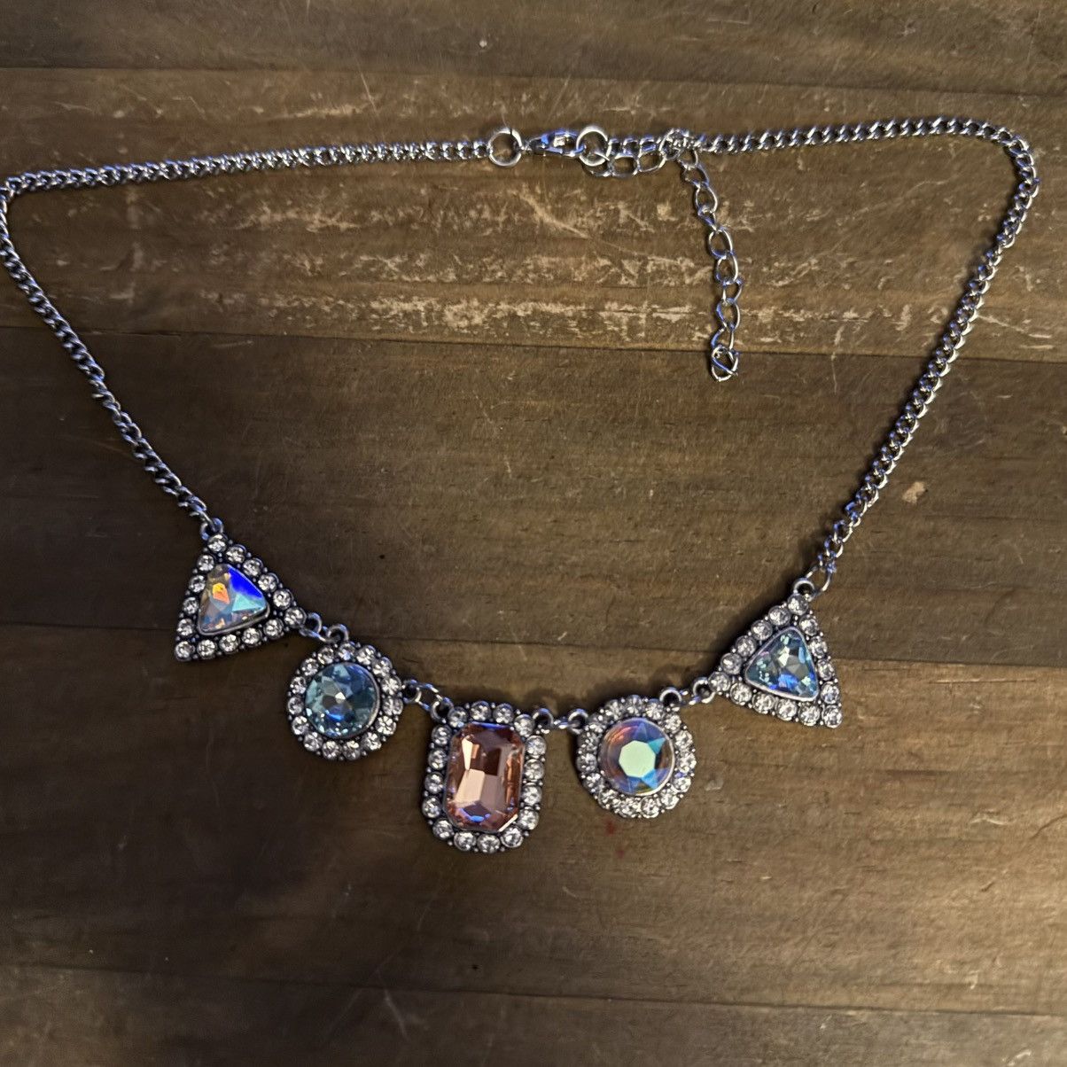 Other Silver geometric multicolor iridescent gemstone necklace Size ONE SIZE - 3 Thumbnail