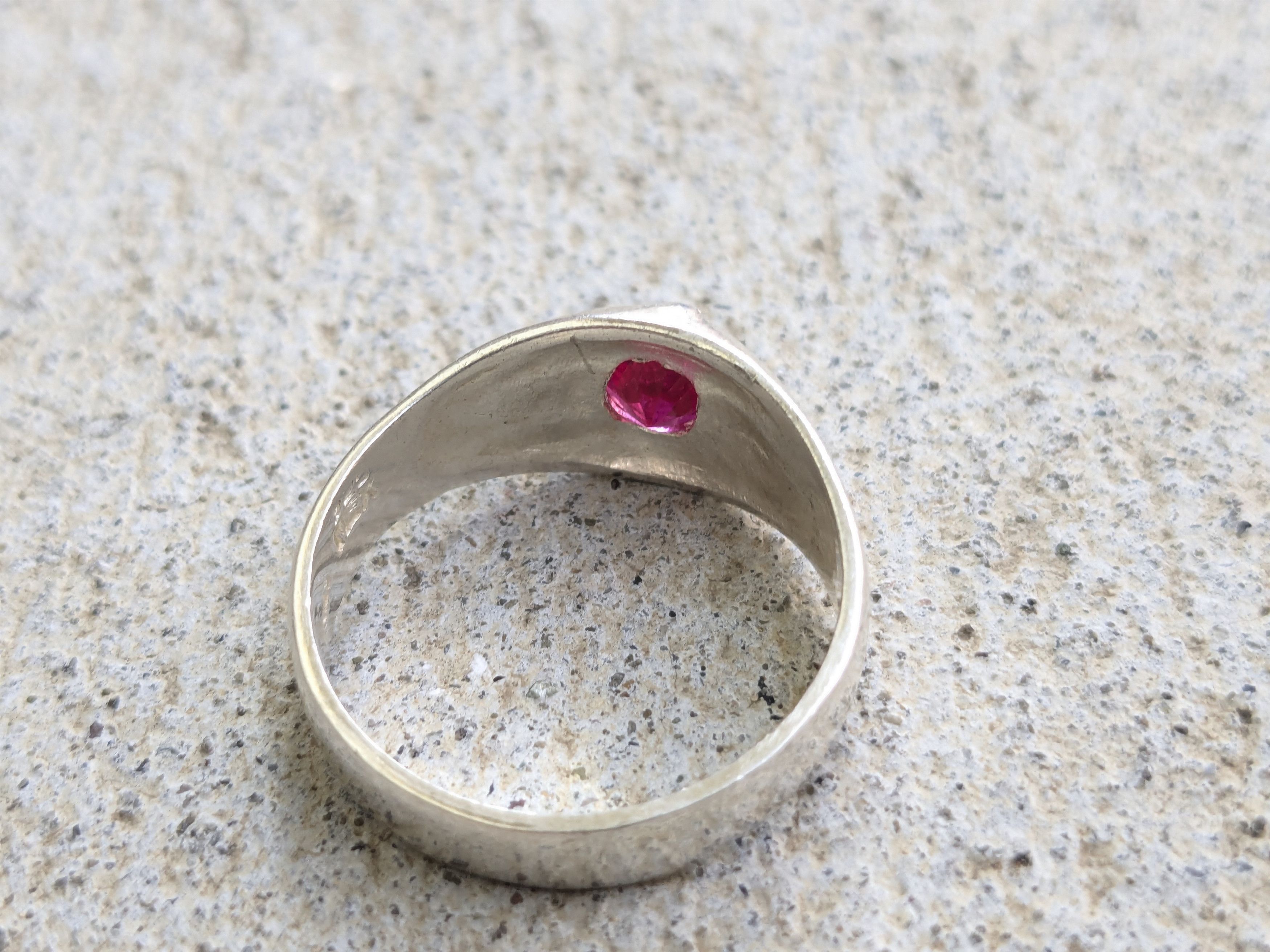 Jewelry Sterling Silver Ring Red Ruby 10.75 Band Mexico Size ONE SIZE - 6 Thumbnail