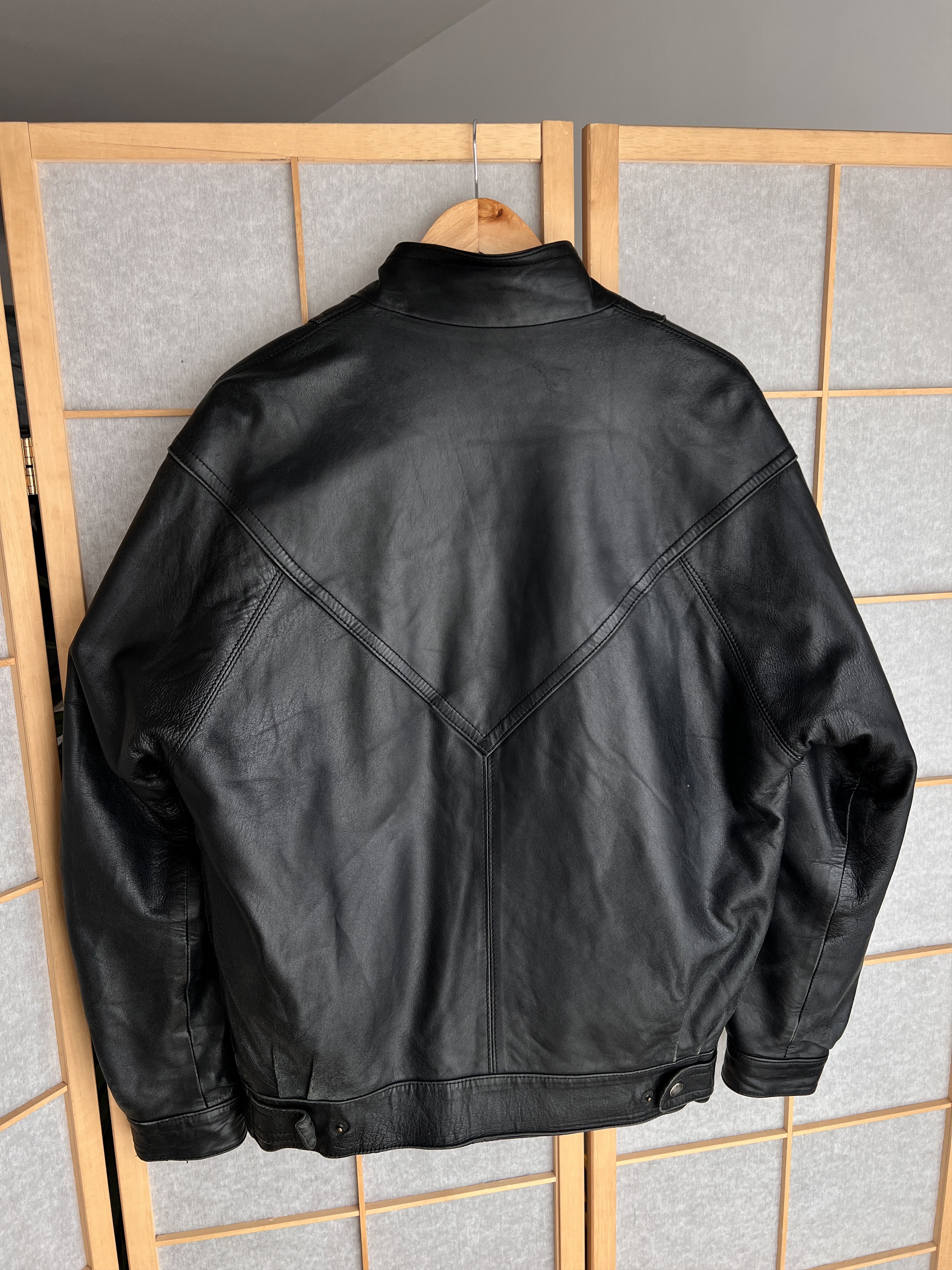If Six Was Nine Rare Asymmetric rick owens type leather bomber racing jacket Size US L / EU 52-54 / 3 - 9 Thumbnail