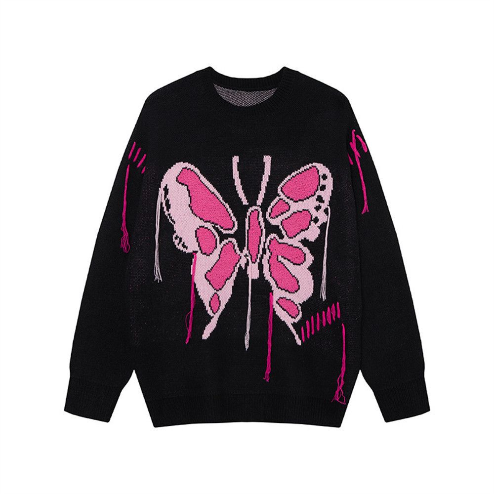 Vintage Loose men's butterfly crew neck sweater y2k Size US M / EU 48-50 / 2 - 1 Thumbnail