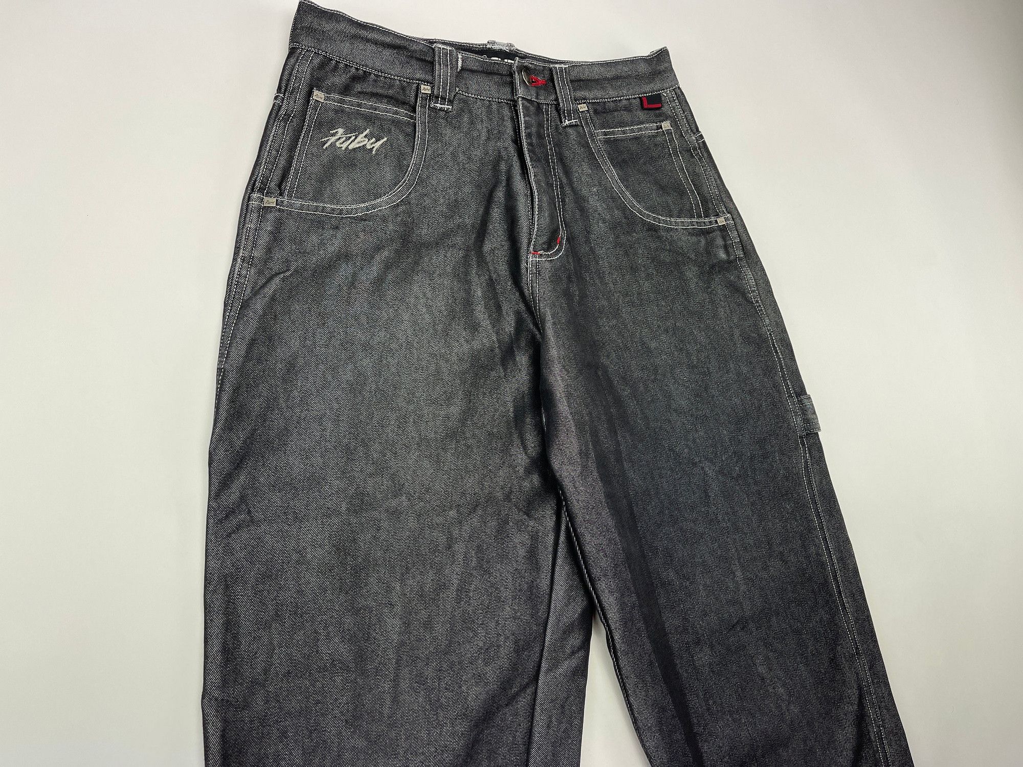 Fubu FUBU jeans, shiny black vintage baggy, silver metallic, W 30 Size US 30 / EU 46 - 8 Thumbnail