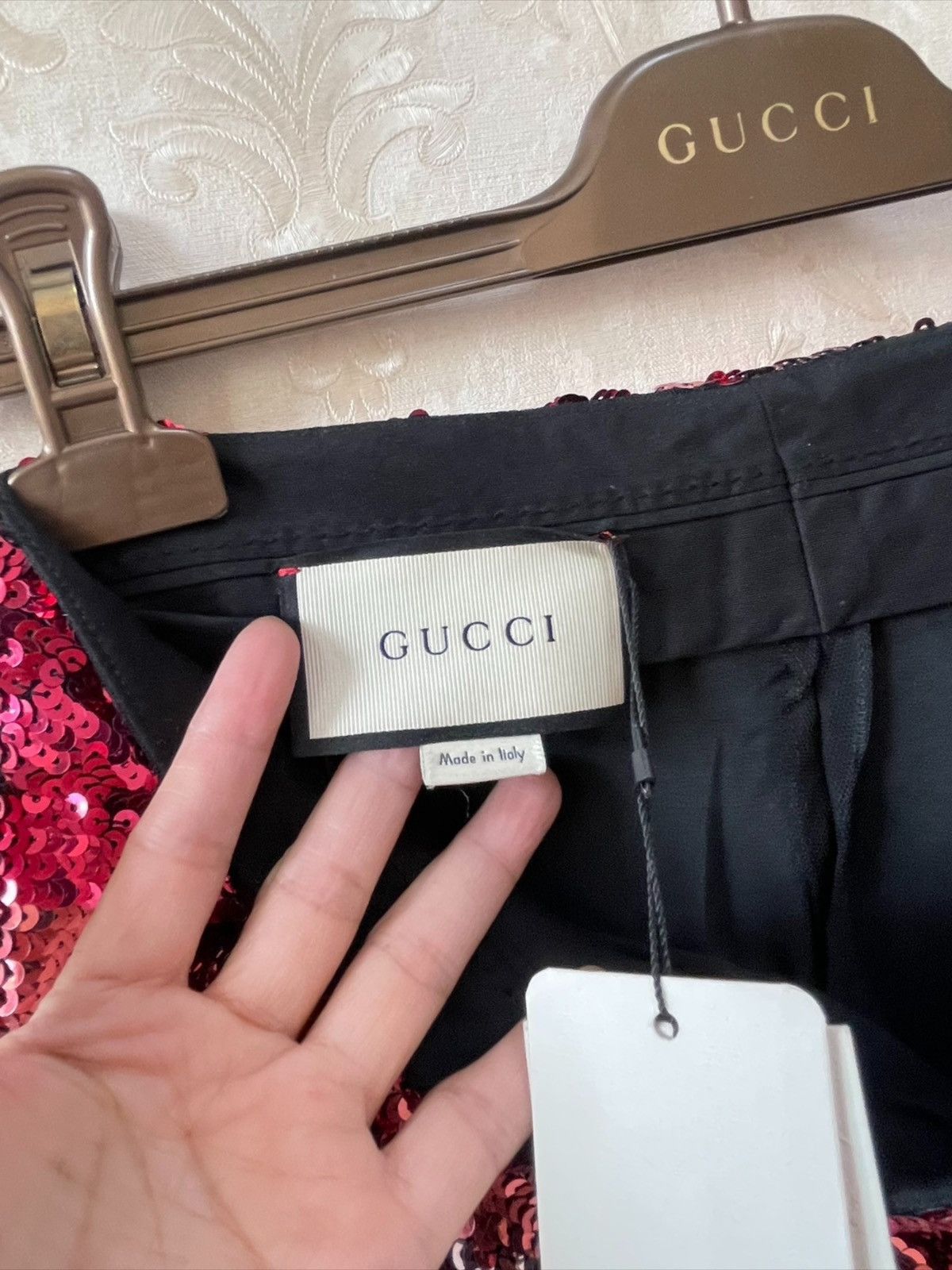Gucci Gucci Runway Sequin Red Pink Wide Leg Pants Size 27" / US 4 / IT 40 - 3 Thumbnail