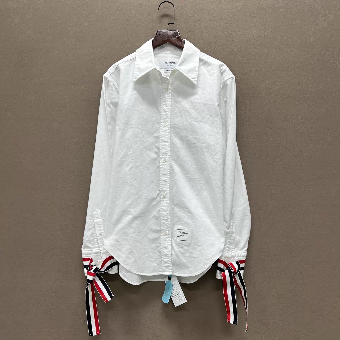 Thom Browne Thom Browne 99 New White Cuff Strap Striped LS Shirt 40 Size S / US 4 / IT 40 - 1 Thumbnail
