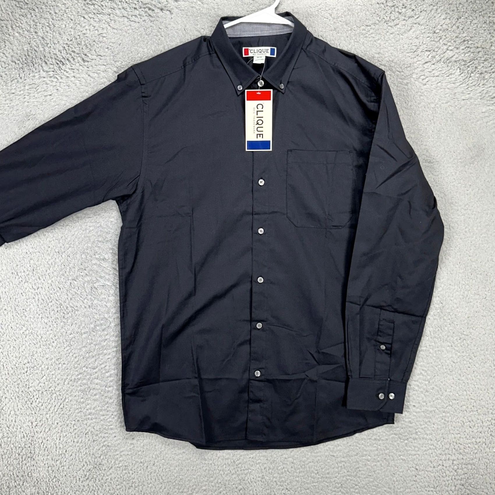 Vintage Clique Mens Button Down Shirt Medium Black Pocket Long Sleeve Casual Comfort NEW Shirt Mens Medium Black Pocket Long Sleeve Button-Down Tik Size US M / EU 48-50 / 2 - 2 Thumbnail