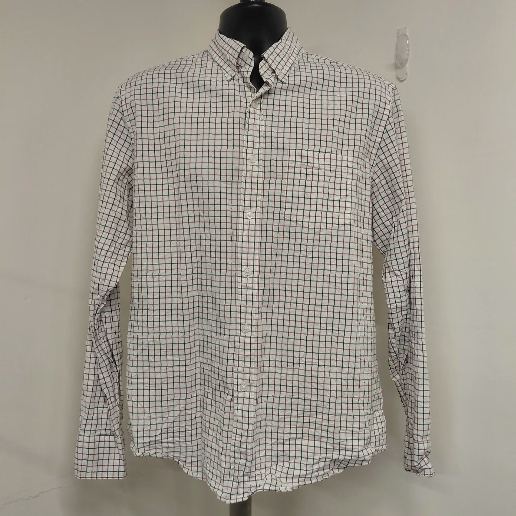 J.Crew J.CREW Classic Shirt Men's L White/Red/Blue Plaid Button-Down Flex Washed Size US L / EU 52-54 / 3 - 2 Thumbnail