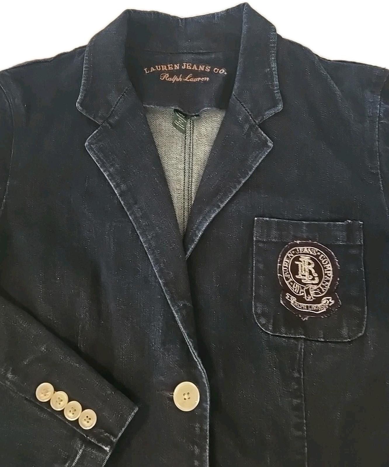 Lauren Ralph Lauren VTG Ralph Lauren Blazer Jacket Denim Dark Wash Crescent Size L / US 10 / IT 46 - 3 Thumbnail