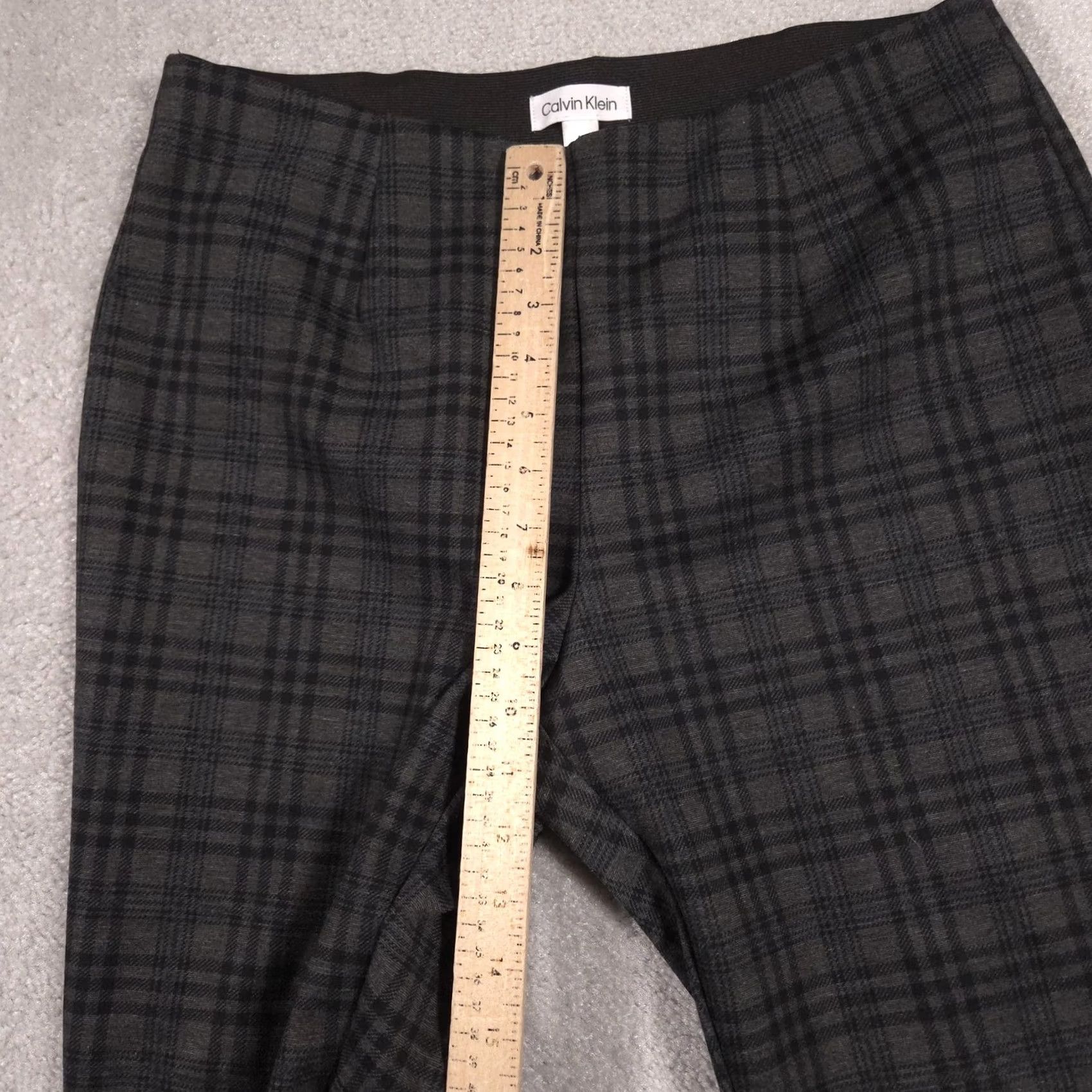 Calvin Klein Calvin Klein Dress Pants Womens 12 Gray Plaid Skinny Pull On Stretch Work Career Size 34" / US 12 / IT 48 - 6 Thumbnail