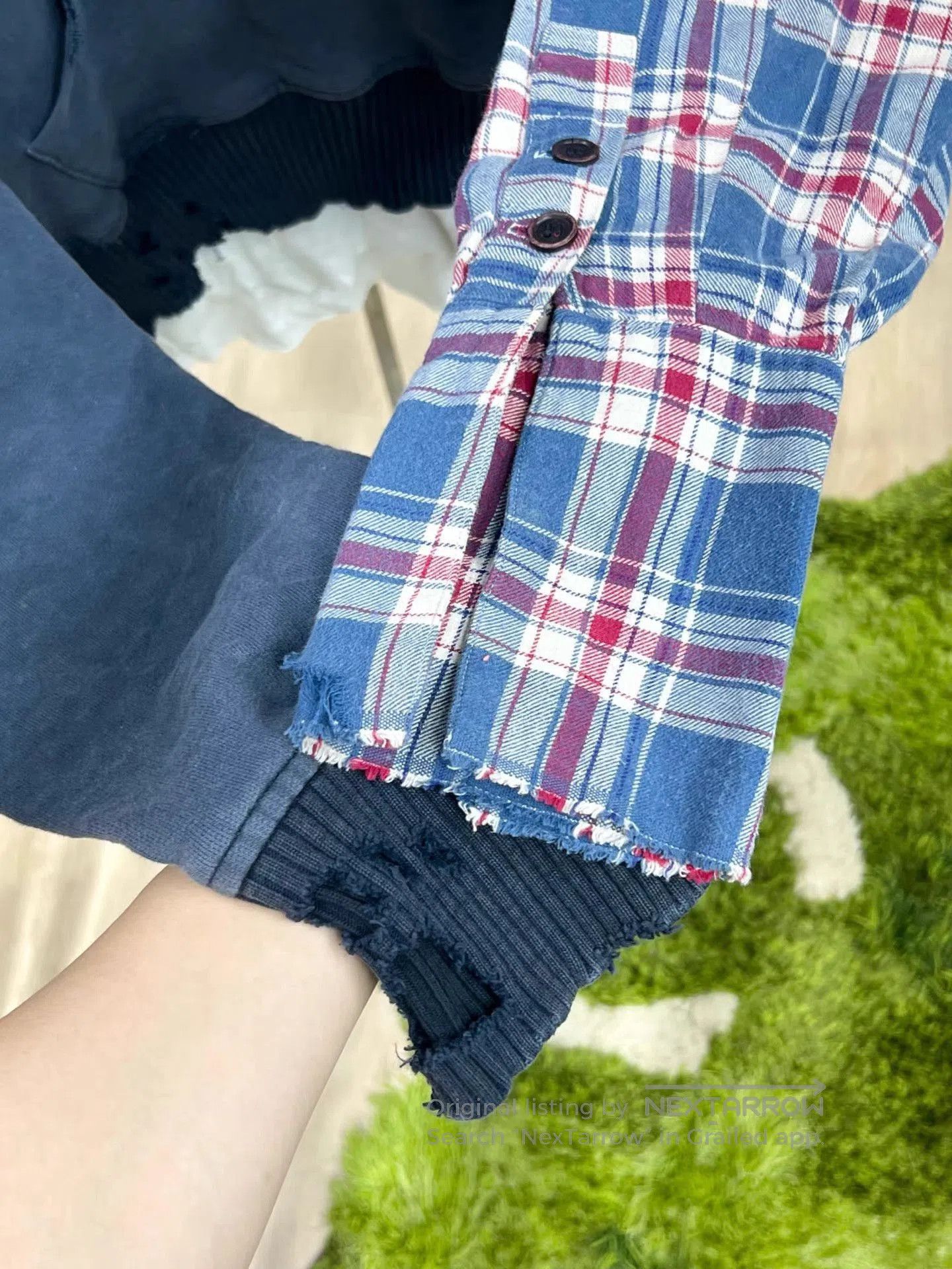 Greg Lauren Blue Plaid Button. Size US XL / EU 56 / 4 - 5 Thumbnail