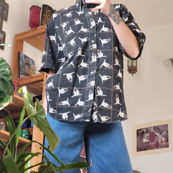 Roper Vintage Roper Bull Skull Black Western Shirt - M Size US M / EU 48-50 / 2 - 6 Thumbnail