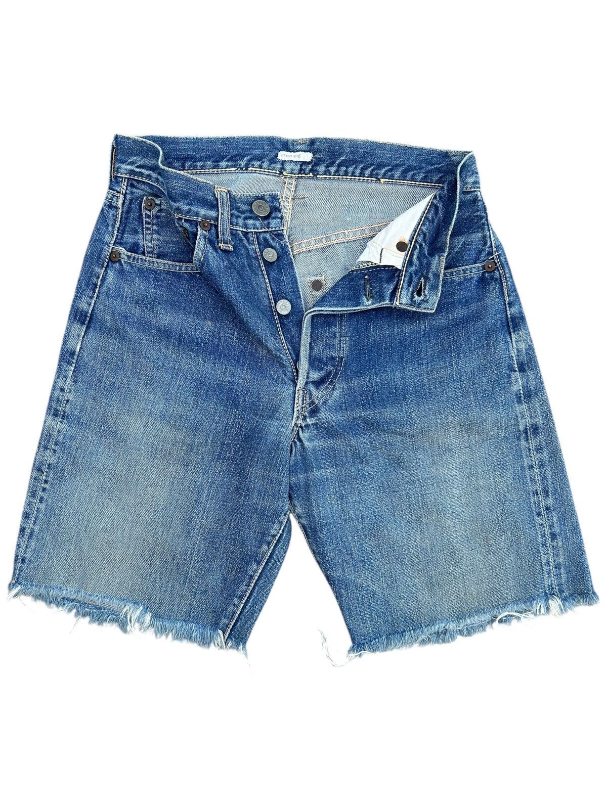 Levi's 50s Vintage Levis big E Hidden Rivet Short Denim Jeans Rare Size US 27 - 1 Thumbnail