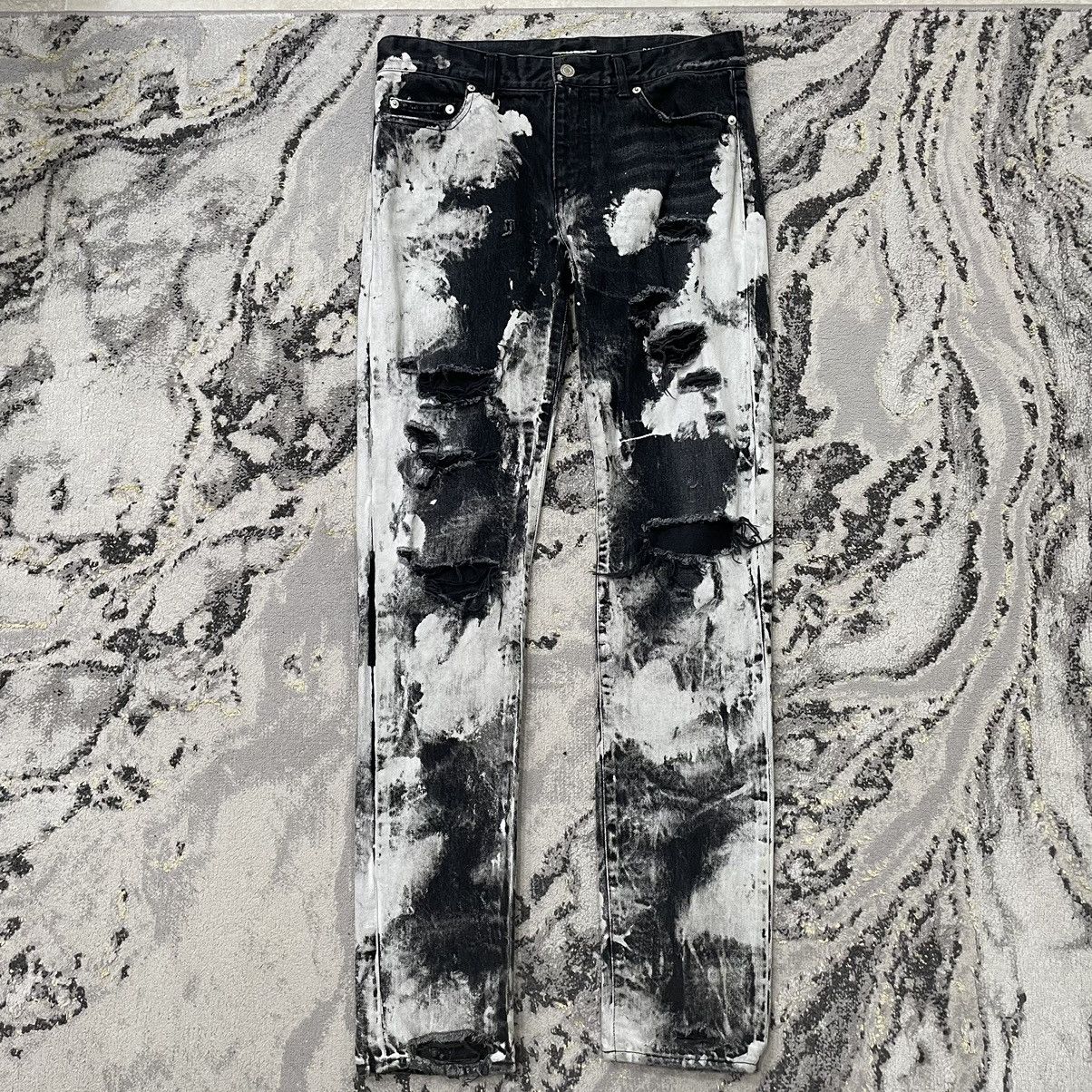 image of Hedi Slimane x Saint Laurent Paris Ss16 D02 “Punk” Crash Denim in Black/White, Men's (Size 32)