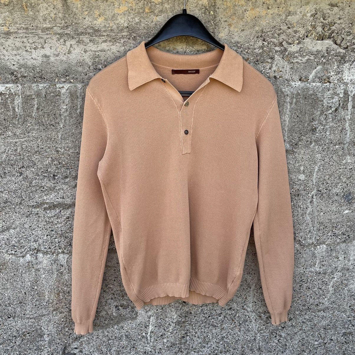 image of Vintage Bally Longsleeve T-Shirts Knit Sweater Y2K 90's in Light Brown, Men's (Size Medium)