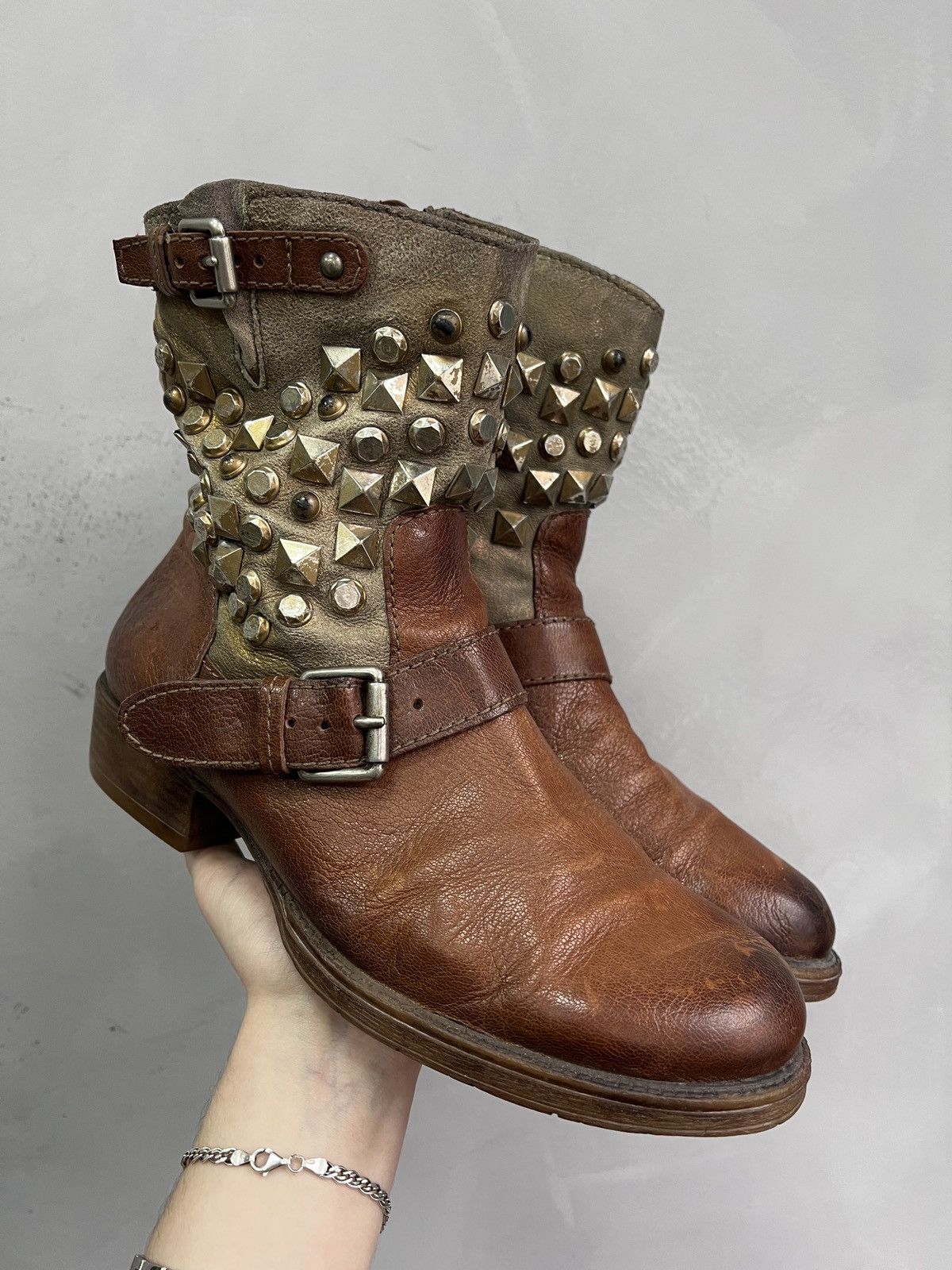 Hedi Slimane Studded platform brown boots avant garde vintage A.S. 98 Size US 7.5 / EU 40-41 - 1 Thumbnail