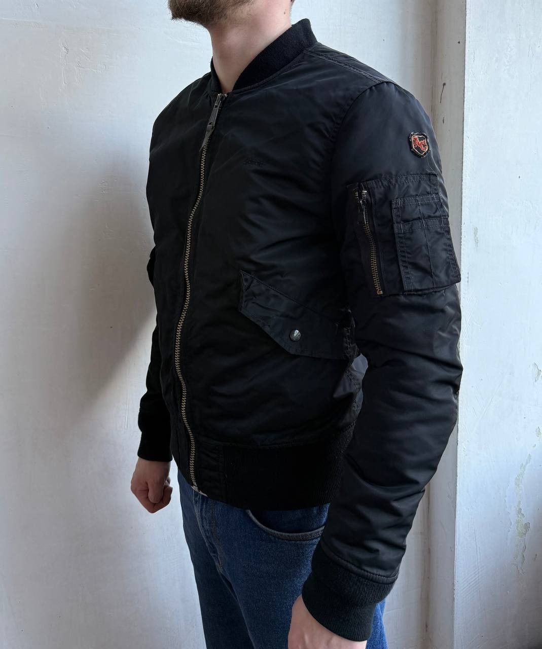 Schott Schott NYC American College Nylon Mens Black Bomber Jacket M Size US M / EU 48-50 / 2 - 18 Thumbnail