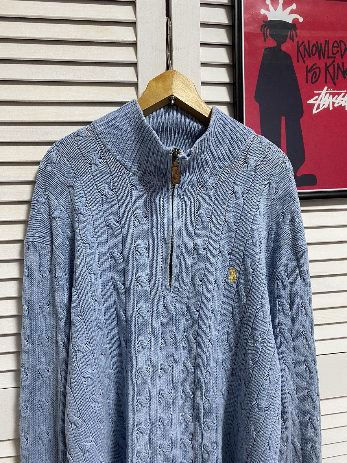 Polo Ralph Lauren Polo Ralph Lauren Cable Knit Half Zip Sweater Blue Preppy Size US L / EU 52-54 / 3 - 5 Thumbnail