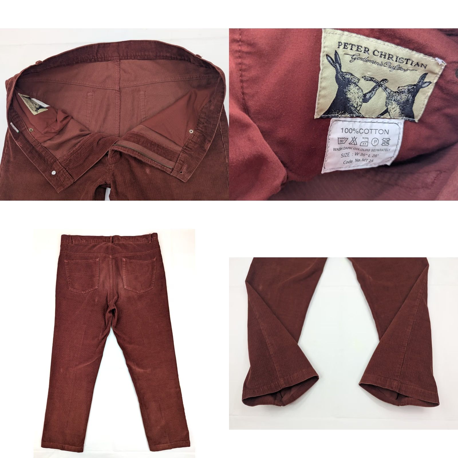 Vintage Peter Christian Corduroy Straight Pant Men 36x28 Brown Corduroy Casual 5-Pocket Regular Rise Zipper Button Vintage: No Mens Pants Size US 36 / EU 52 - 8 Thumbnail