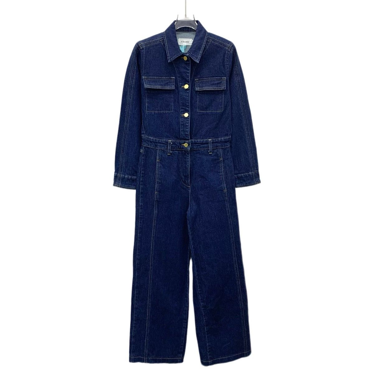Frame FRAME Dark Lapel Long Sleeve Denim Jumpsuit K26WX Size 26" / US 2 / IT 38 - 1 Thumbnail
