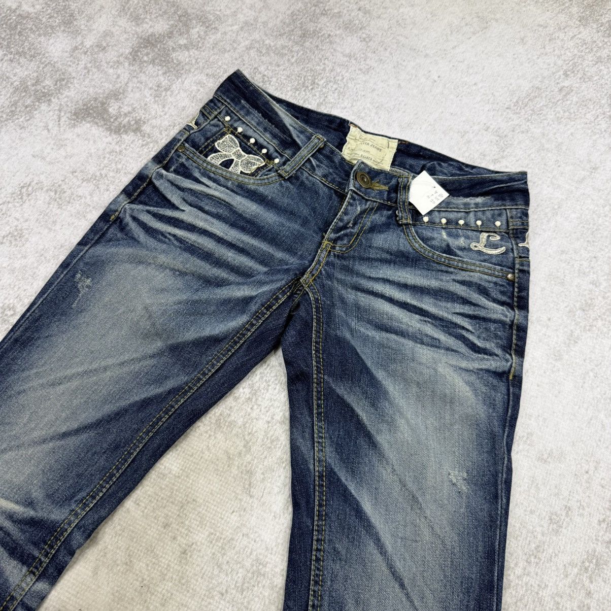 Japanese Brand Y2K yoshitomo nara lolita washed distressed flared jeans Size 32" / US 10 / IT 46 - 6 Thumbnail