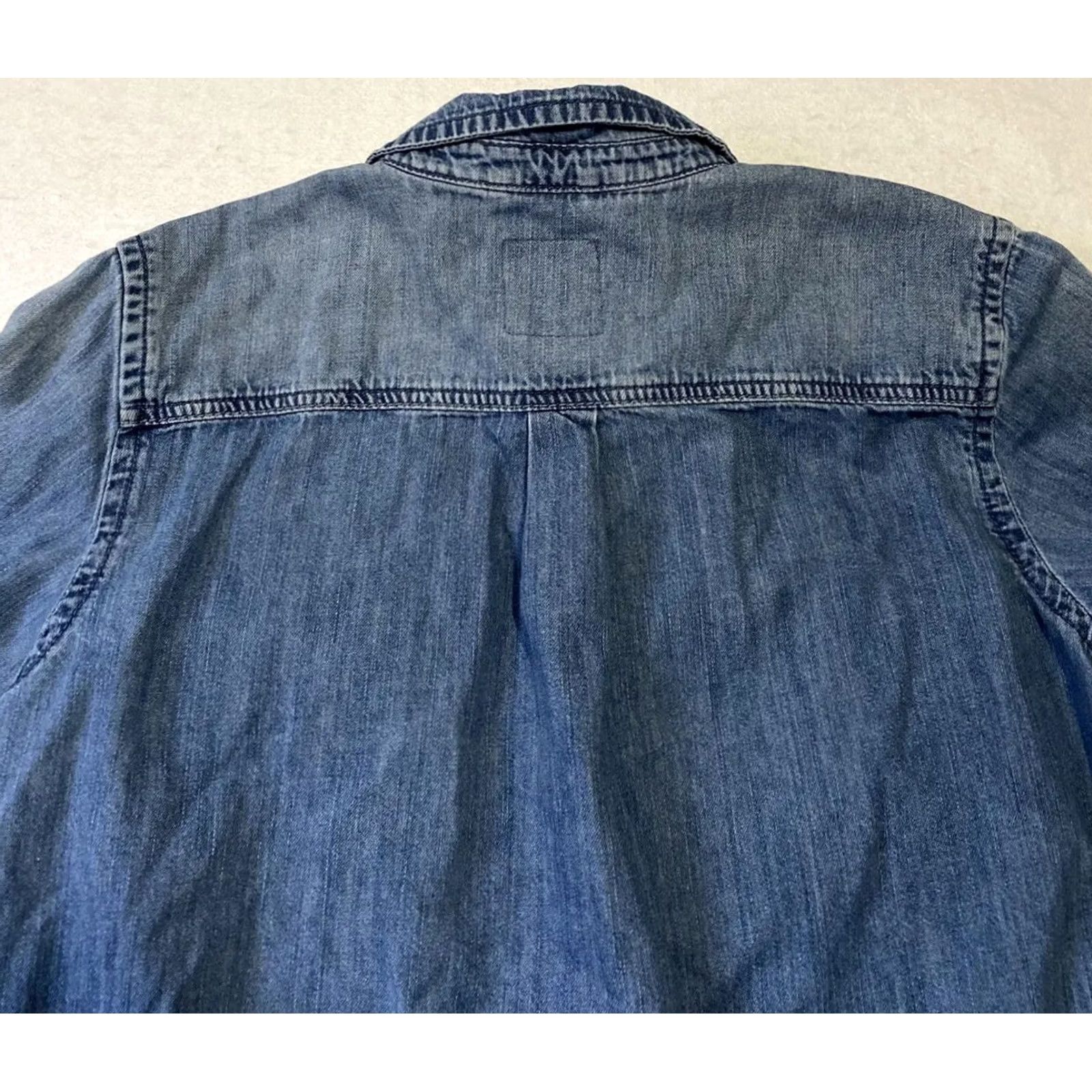 NEXT VINTAGE? NEXT Lightweight Denim Shirt Blouse Women’s 16 Blue Jeans Button Front Collar Plus Size Womens Size XXL / US 16-18 / IT 52-54 - 8 Thumbnail