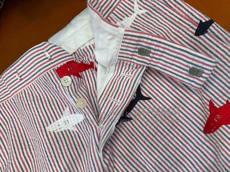 Thom Browne Thom Browne size 1 Shark Embroidered Bubble Gauze Striped S Size US 39 - 6 Thumbnail
