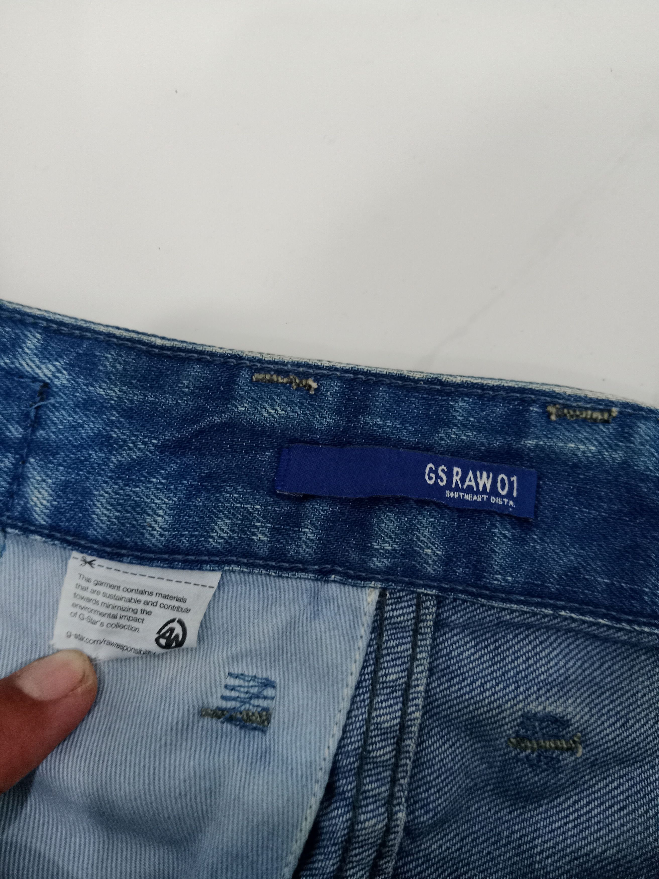 G-Star G STAR RAW Distressed Jeans Blue Denim Size US 33 - 10 Thumbnail