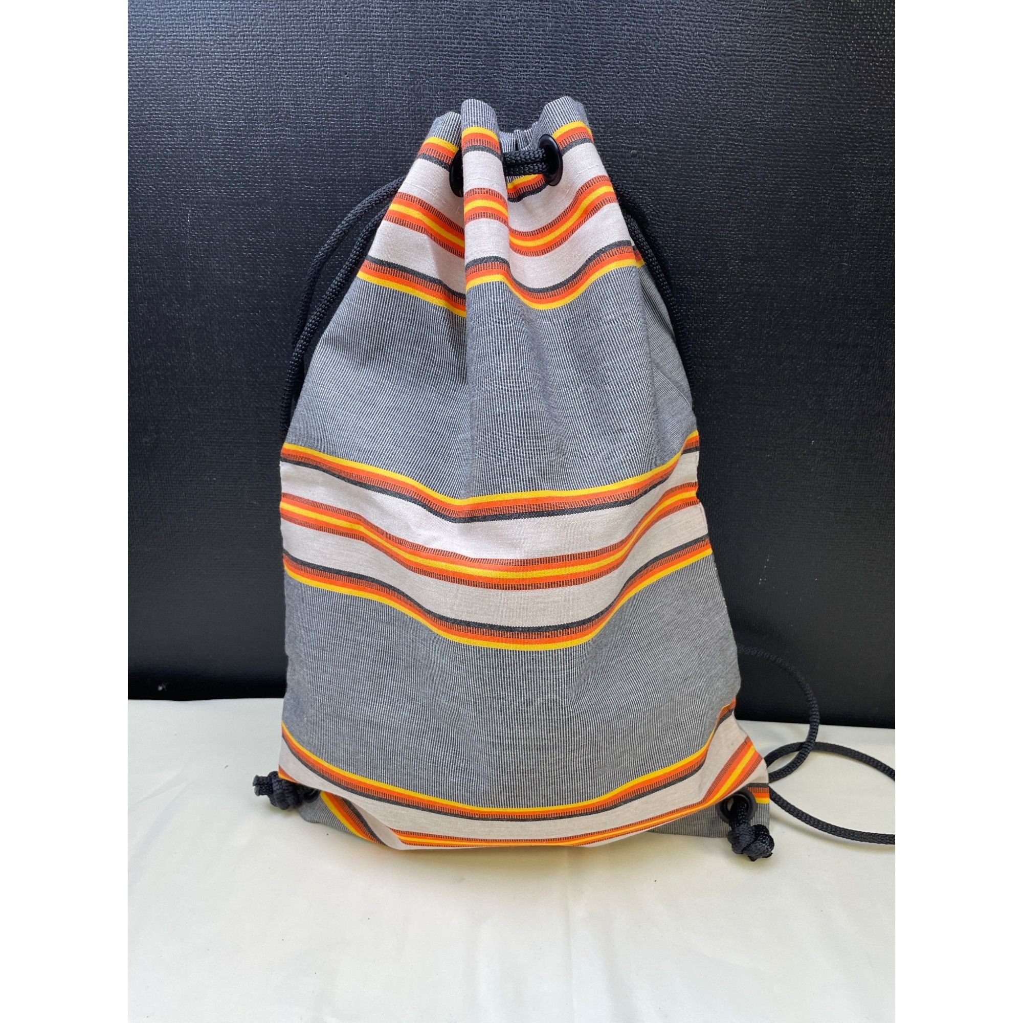 Other Unisex Draw String Back Pack Gray/Orange Water & Fade resist Size ONE SIZE - 2 Thumbnail